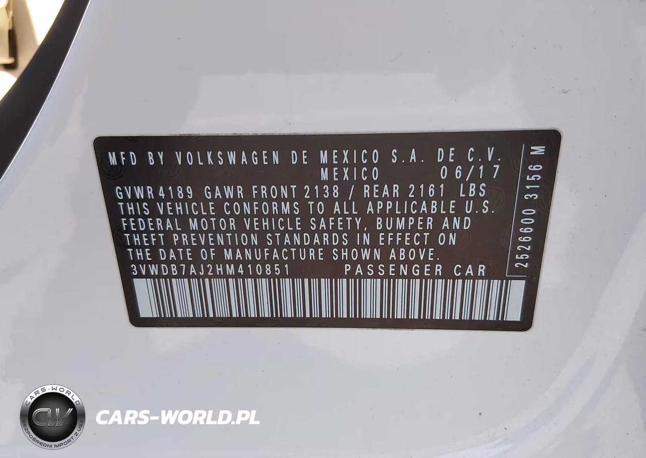 2017 Volkswagen Jetta 1.4T Se VIN:3VWDB7AJ2HM410851 - 9