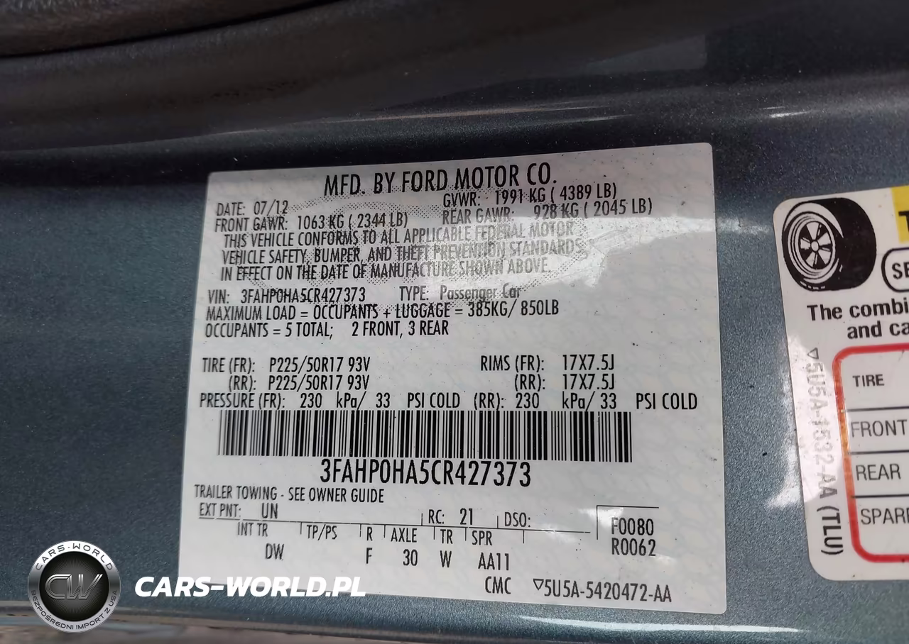2012 Ford Fusion Se VIN:3FAHP0HA5CR427373 - 9