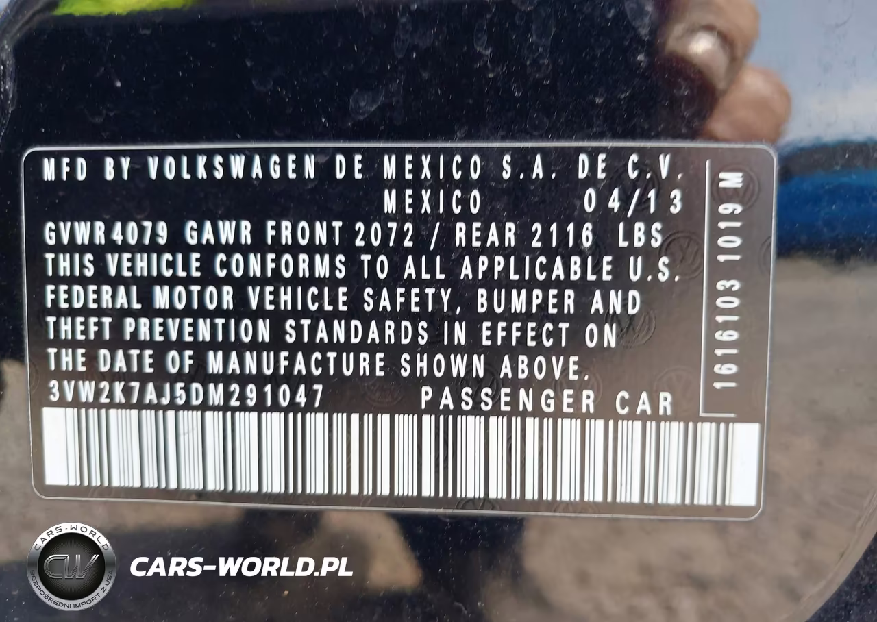 2013 Volkswagen Jetta 2.0L S VIN:3VW2K7AJ5DM291047 - 9