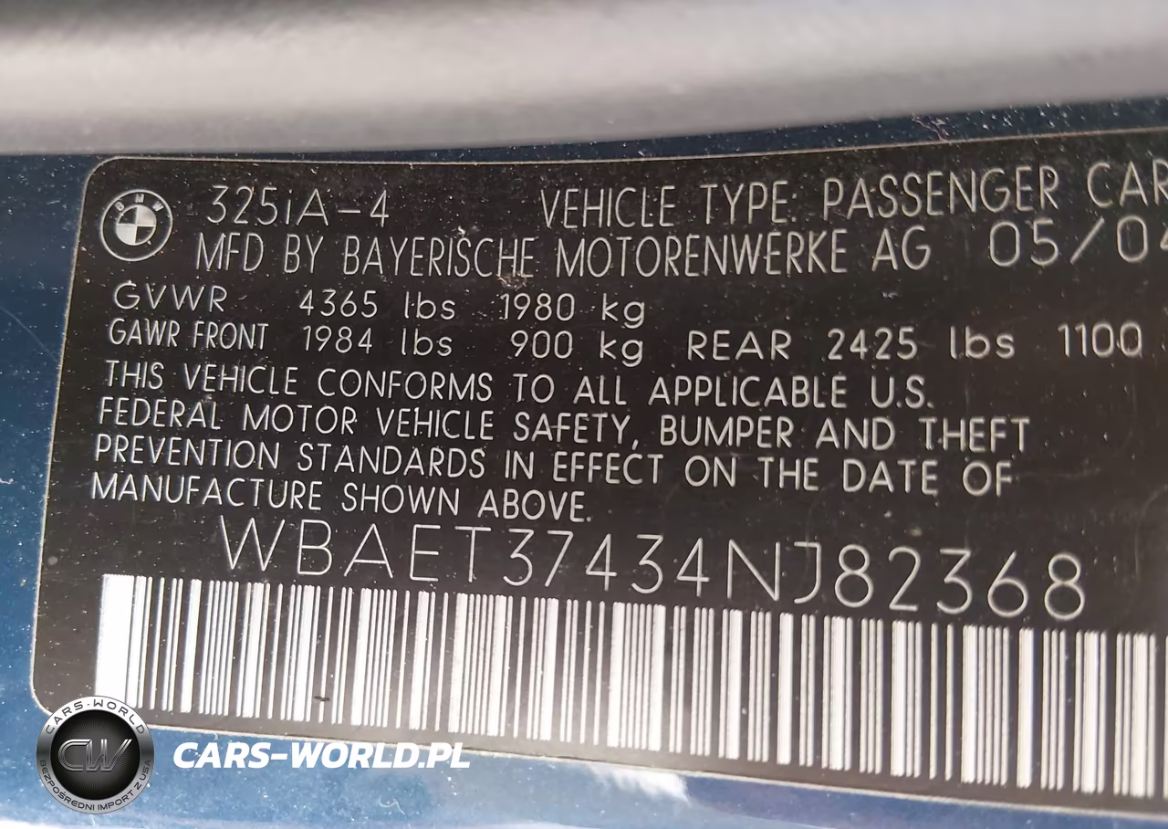2004 BMW 325I VIN:WBAET37434NJ82368 - 9