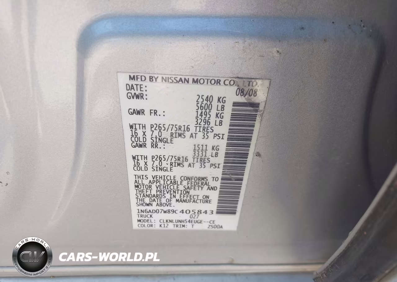 2009 Nissan Frontier Pro-4X VIN:1N6AD07W89C405843 - 9