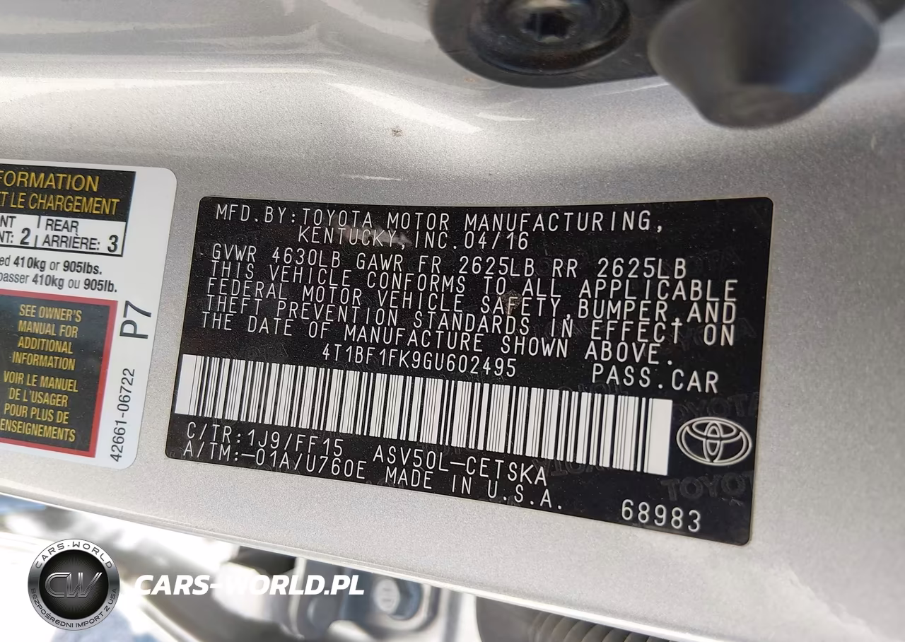 2016 Toyota Camry Se VIN:4T1BF1FK9GU602495 - 9