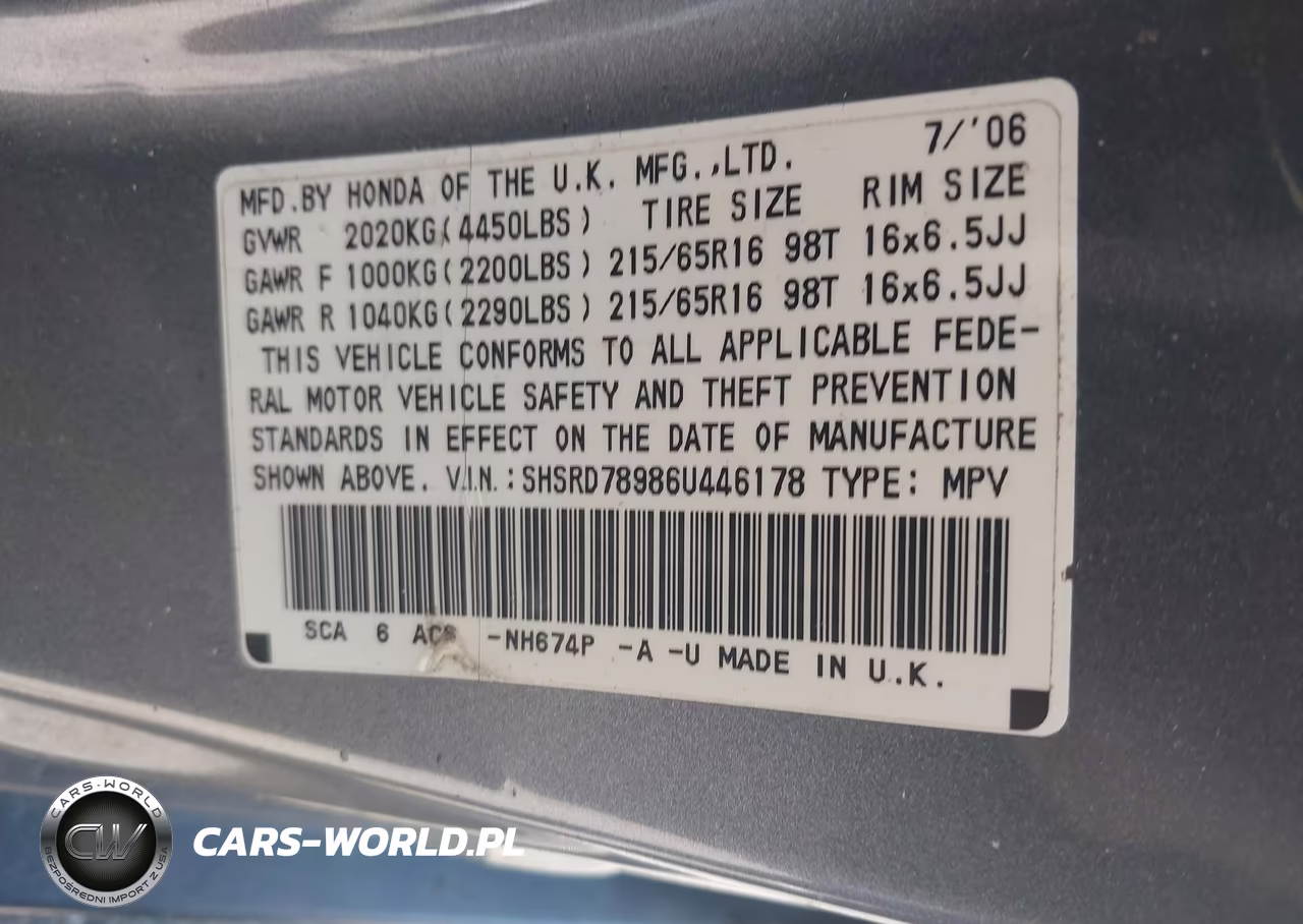 2006 Honda Cr-V Se VIN:SHSRD78986U446178 - 9