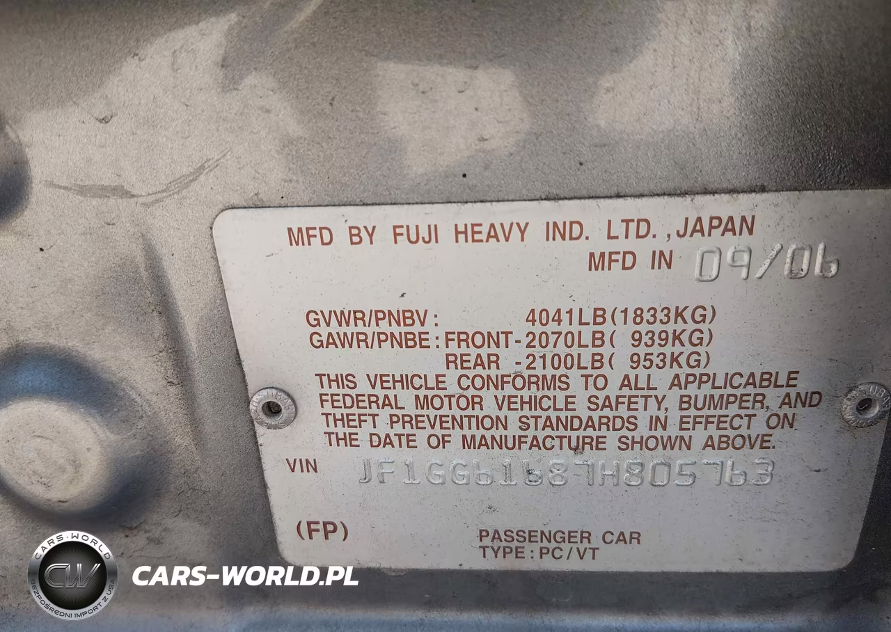 2007 Subaru Impreza 2.5I VIN:JF1GG61687H805763 - 9