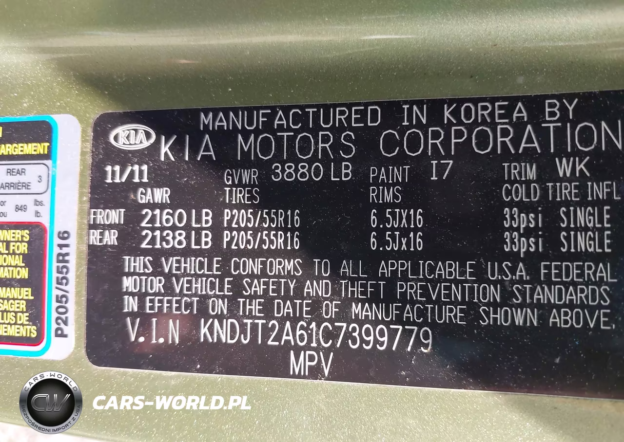 2012 Kia Soul + VIN:KNDJT2A61C7399779 - 9