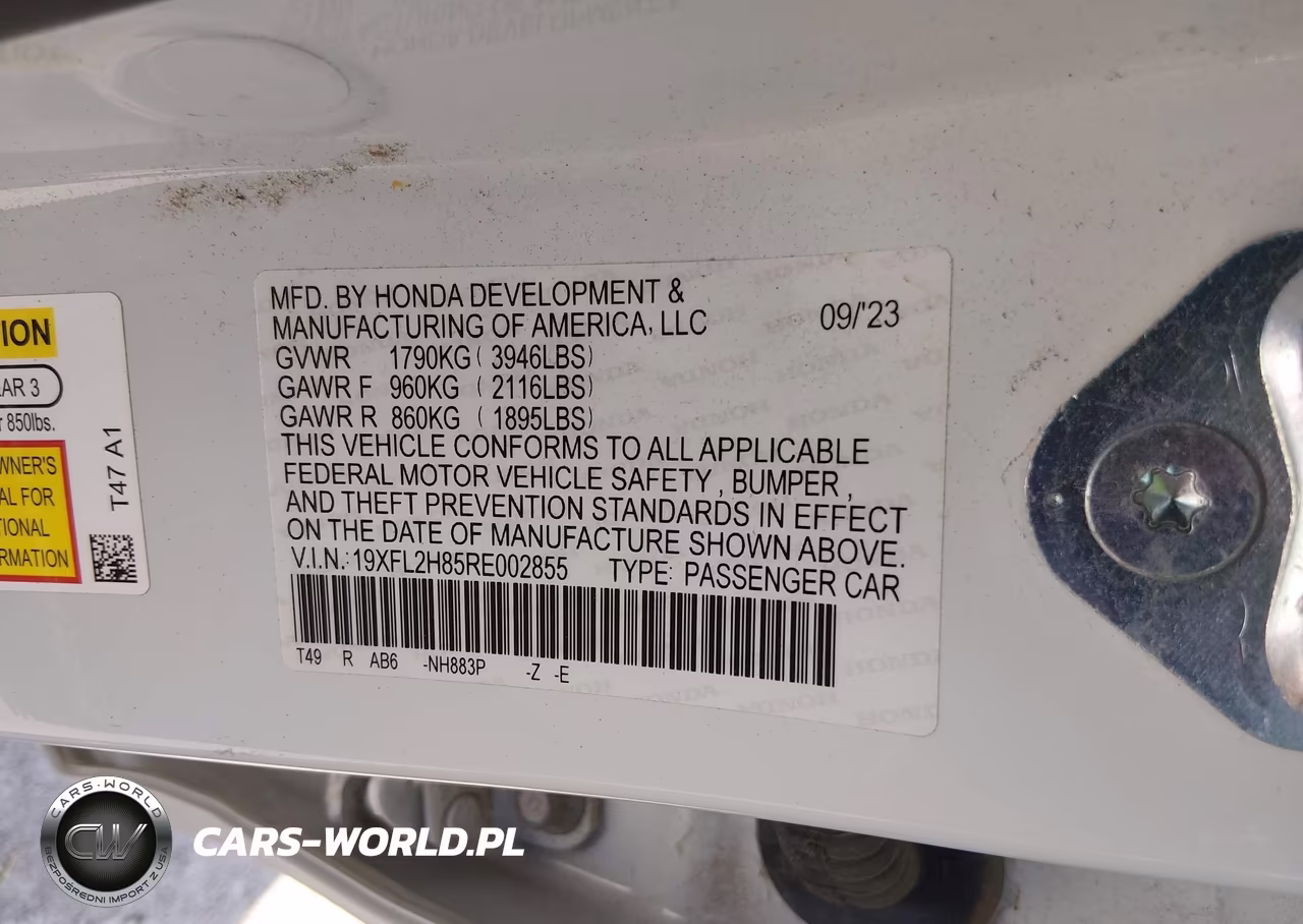 2024 Honda Civic Sport VIN:19XFL2H85RE002855 - 9