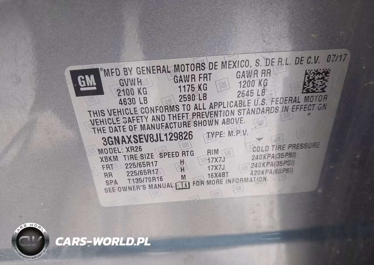 2018 Chevrolet Equinox Lt VIN:3GNAXSEV8JL129826 - 9