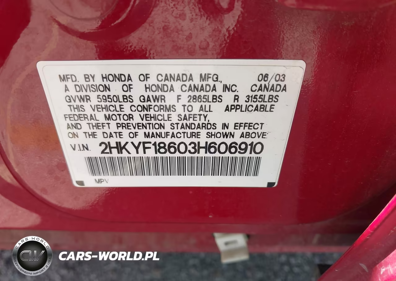 2003 Honda Pilot Ex-L VIN:2HKYF18603H606910 - 9
