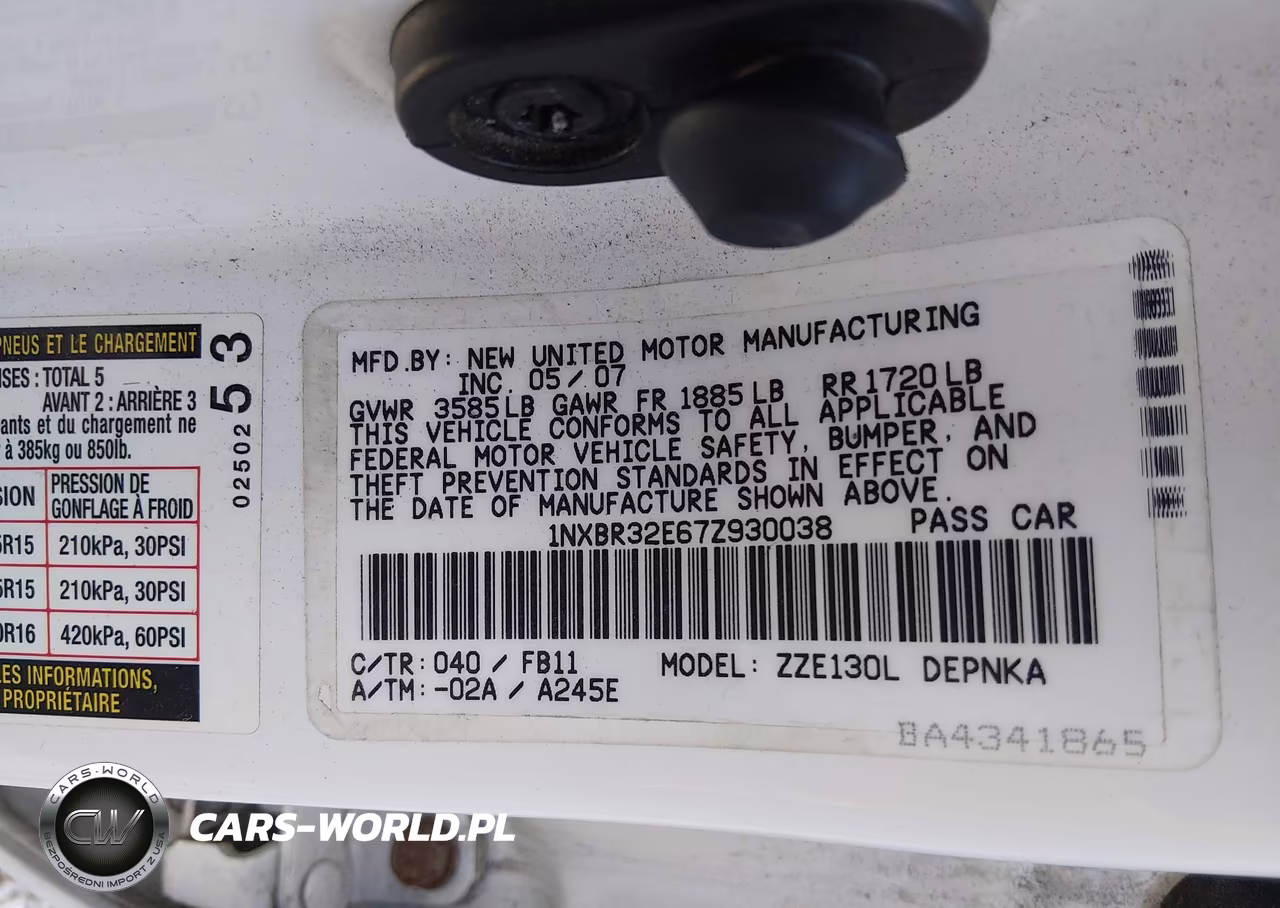 2007 Toyota Corolla Le VIN:1NXBR32E67Z930038 - 9