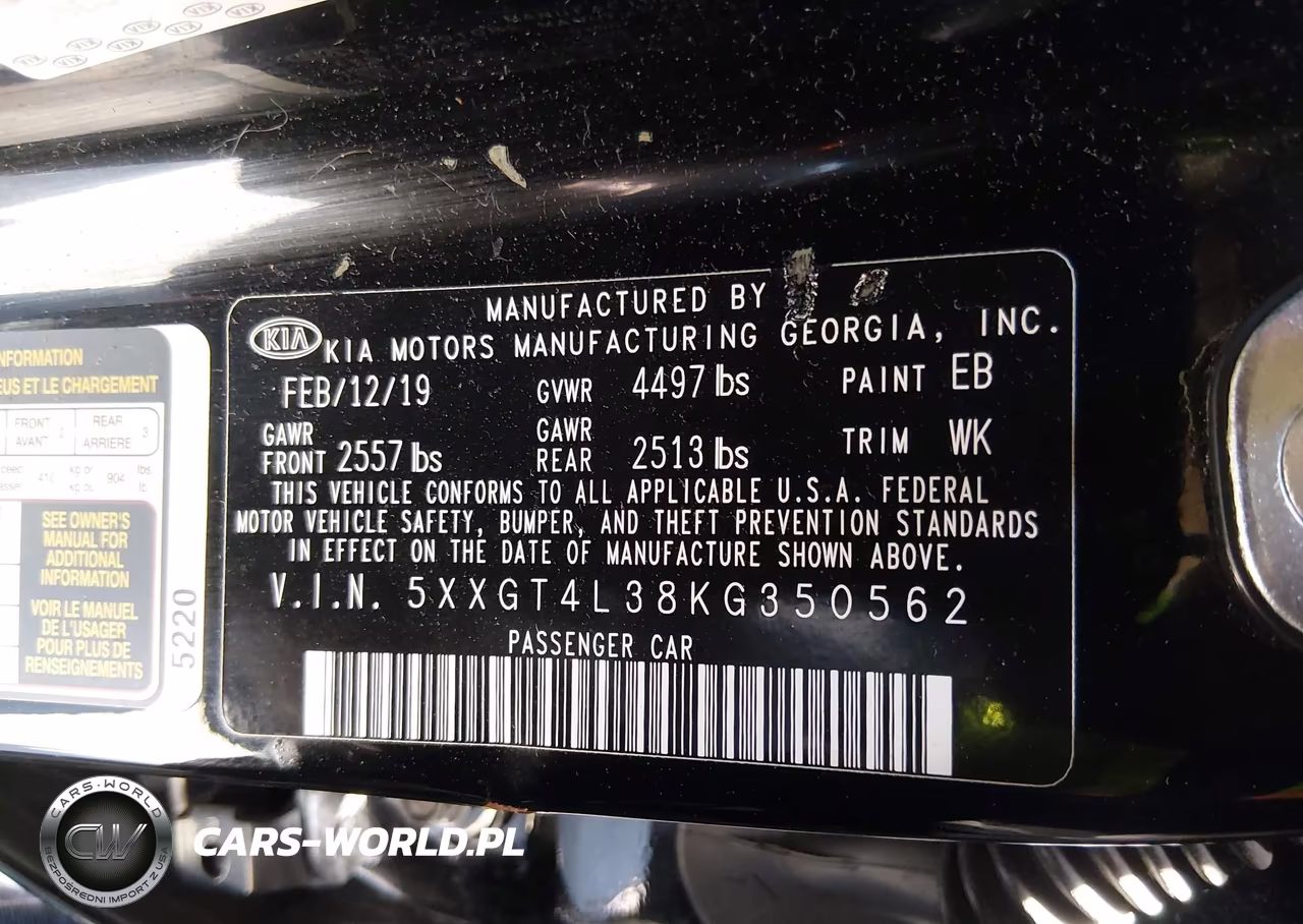2019 Kia Optima Lx VIN:5XXGT4L38KG350562 - 9