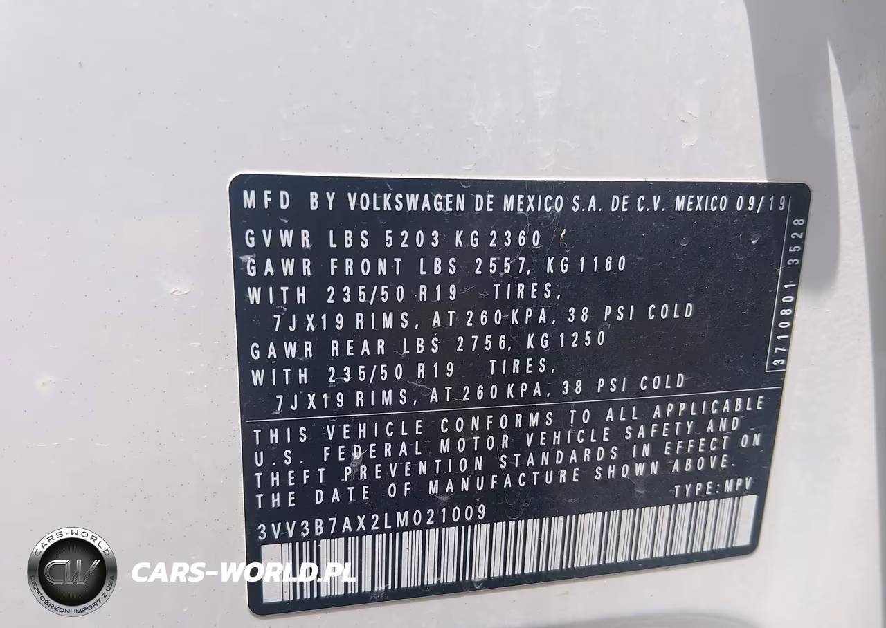 2020 Volkswagen Tiguan 2.0T Se-2.0T Se R-Line Black-2.0T Sel VIN:3VV3B7AX2LM021009 - 9