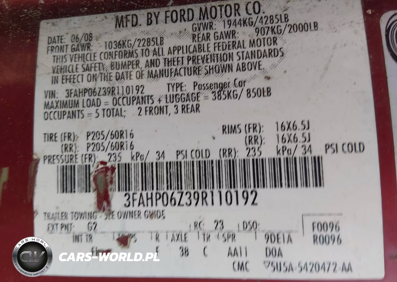 2009 Ford Fusion S VIN:3FAHP06Z39R110192 - 9