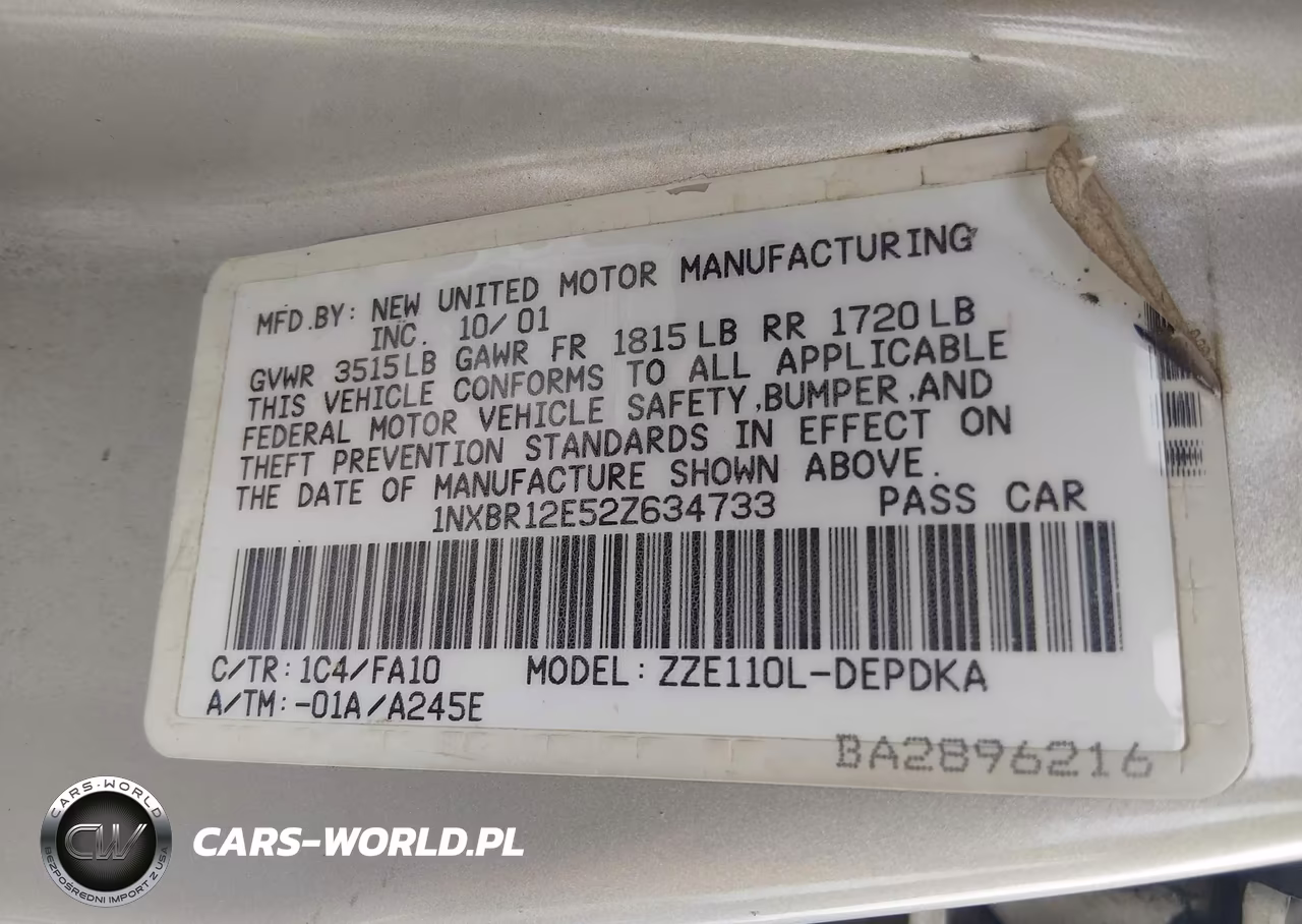 2002 Toyota Corolla Le VIN:1NXBR12E52Z634733 - 9