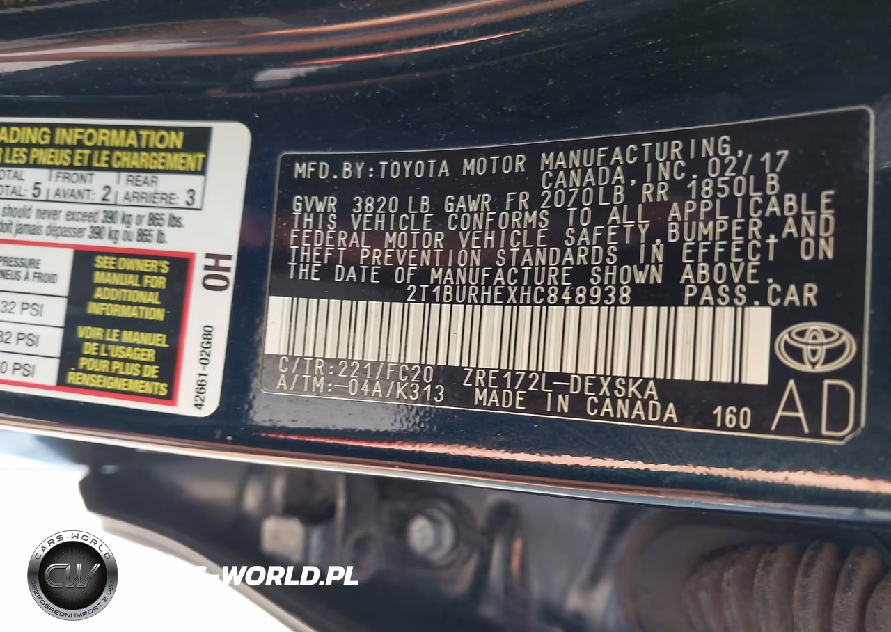 2017 Toyota Corolla Se VIN:2T1BURHEXHC848938 - 9
