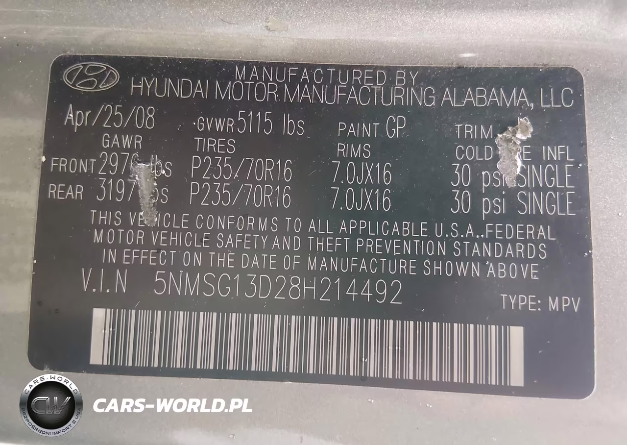 2008 Hyundai Santa Fe Gls VIN:5NMSG13D28H214492 - 9