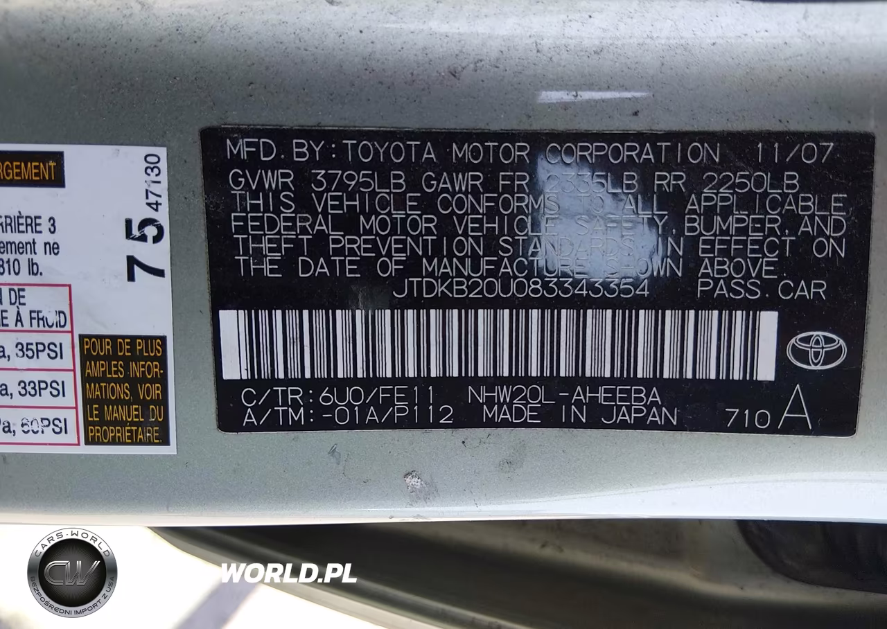 2008 Toyota Prius VIN:JTDKB20U083343354 - 9