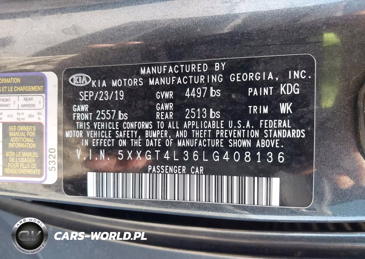 2020 Kia Optima S VIN:5XXGT4L36LG408136 - 9