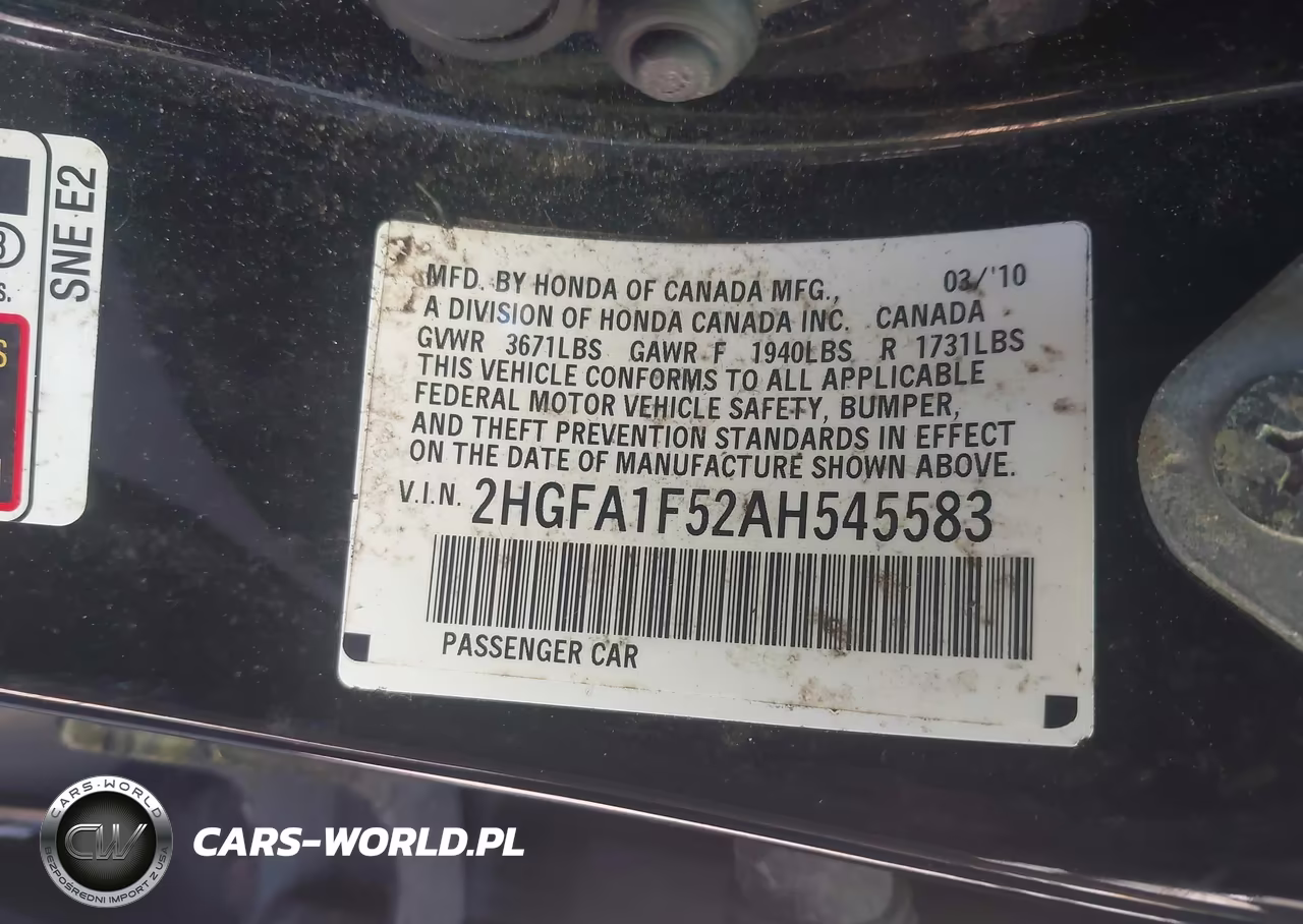 2010 Honda Civic Lx VIN:2HGFA1F52AH545583 - 9