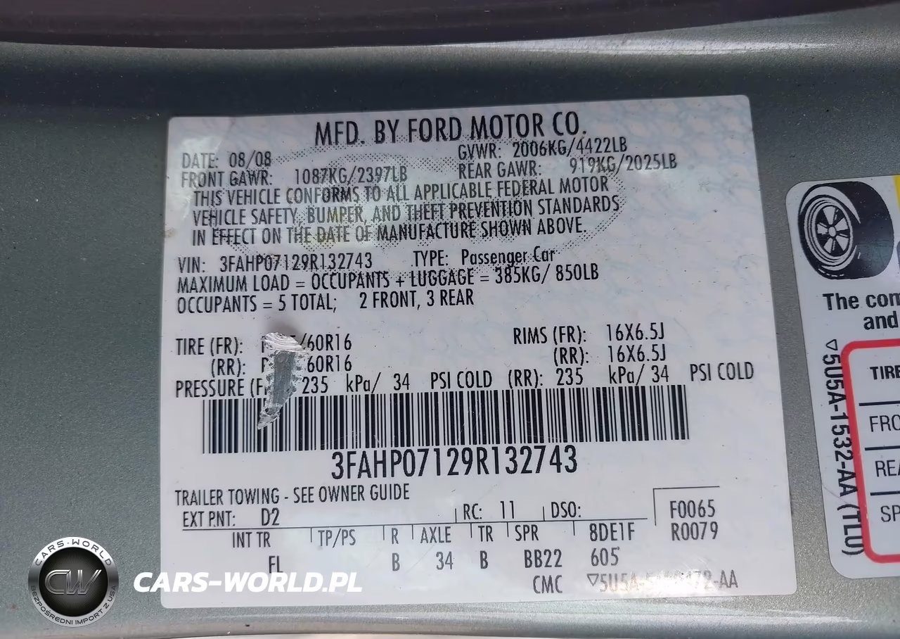 2009 Ford Fusion Se VIN:3FAHP07129R132743 - 9