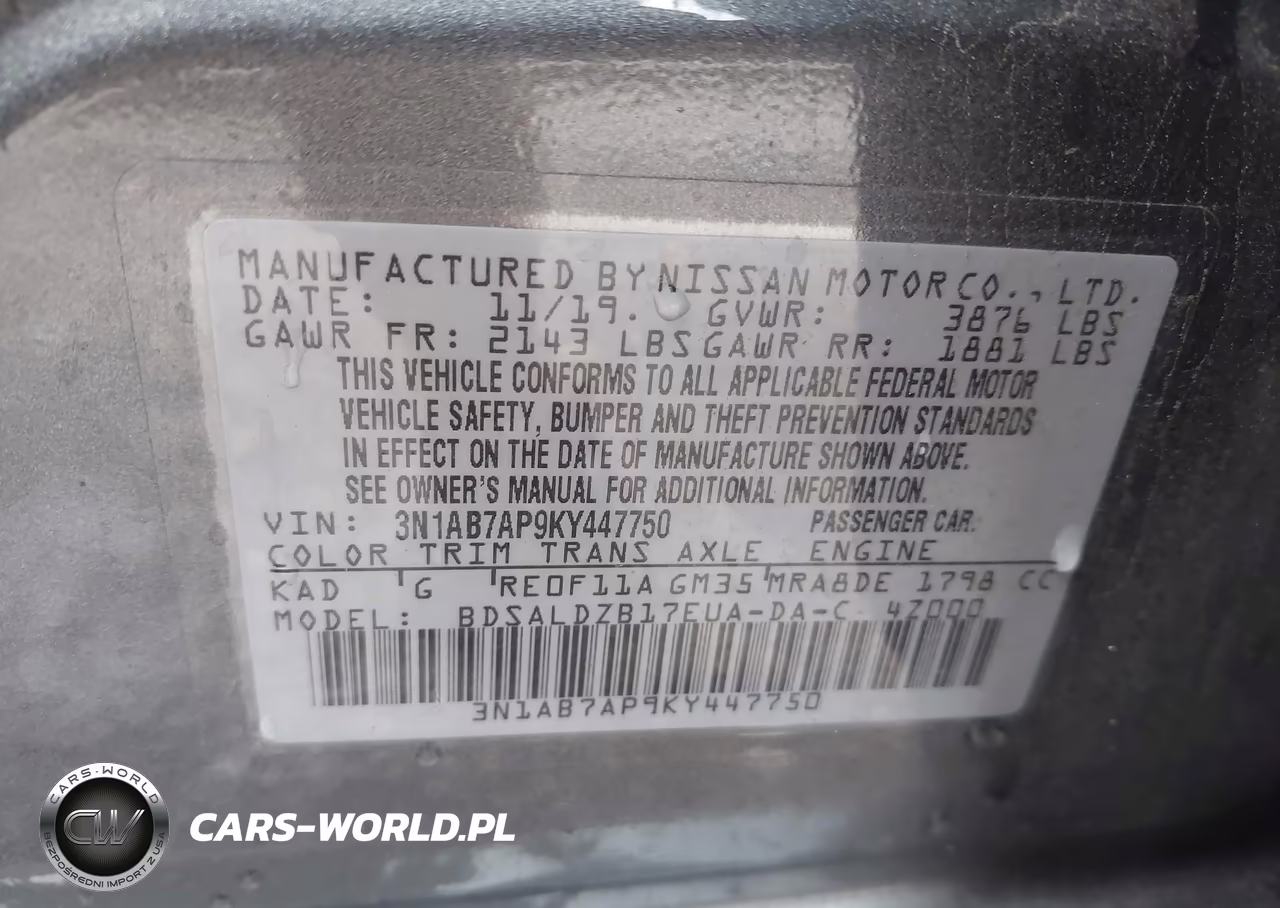 2019 Nissan Sentra Sv VIN:3N1AB7AP9KY447750 - 9