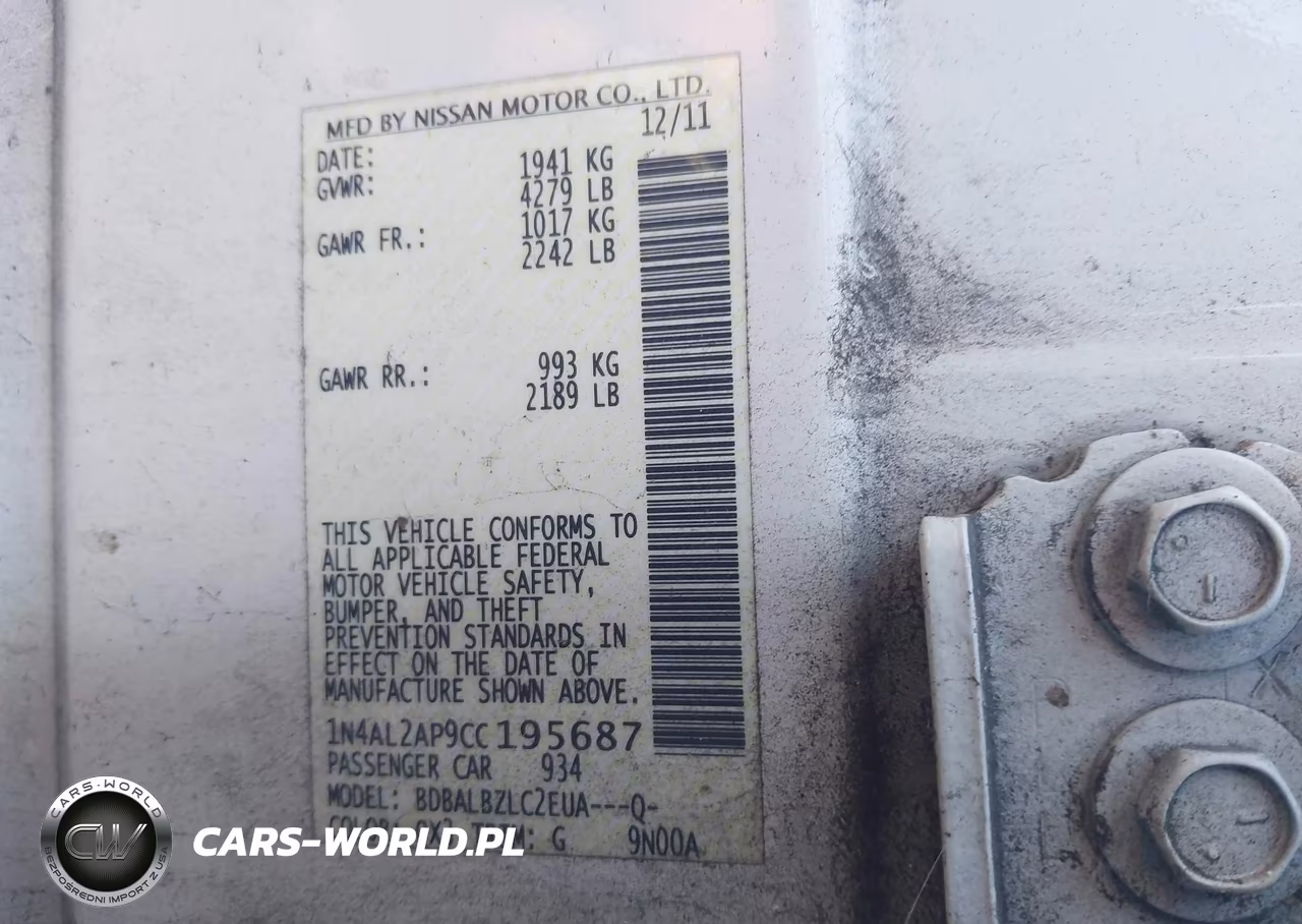 2012 Nissan Altima 2.5 S VIN:1N4AL2AP9CC195687 - 9