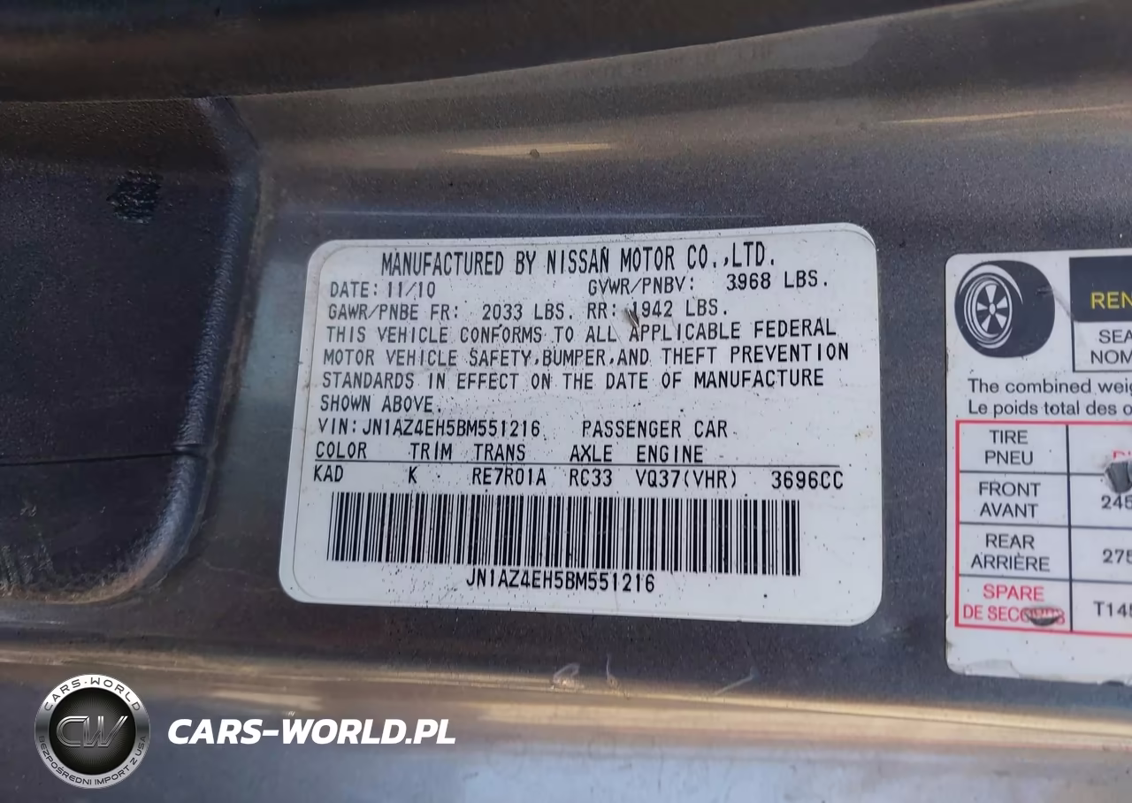 2011 Nissan 370Z Touring VIN:JN1AZ4EH5BM551216 - 9