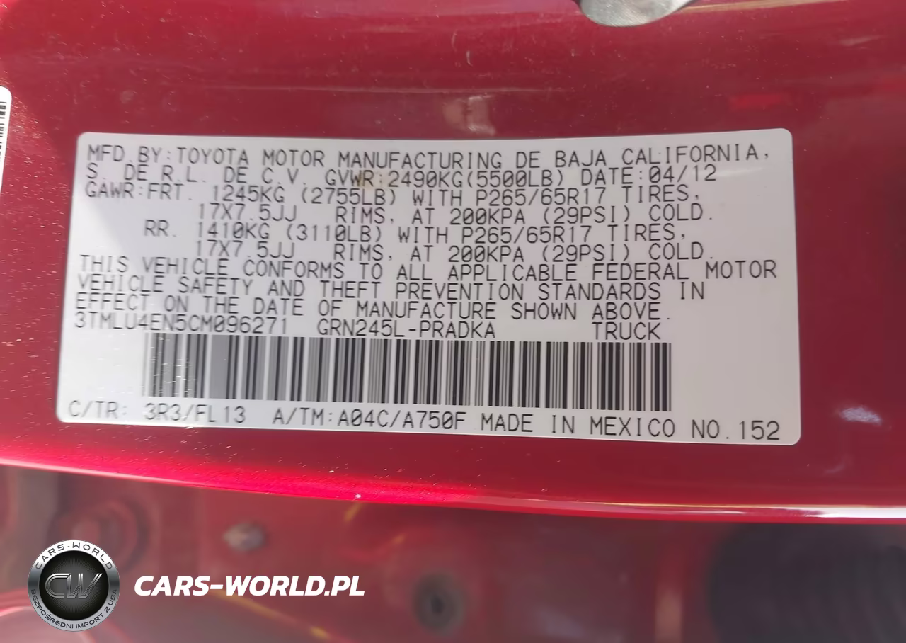 2012 Toyota Tacoma Base V6 VIN:3TMLU4EN5CM096271 - 9