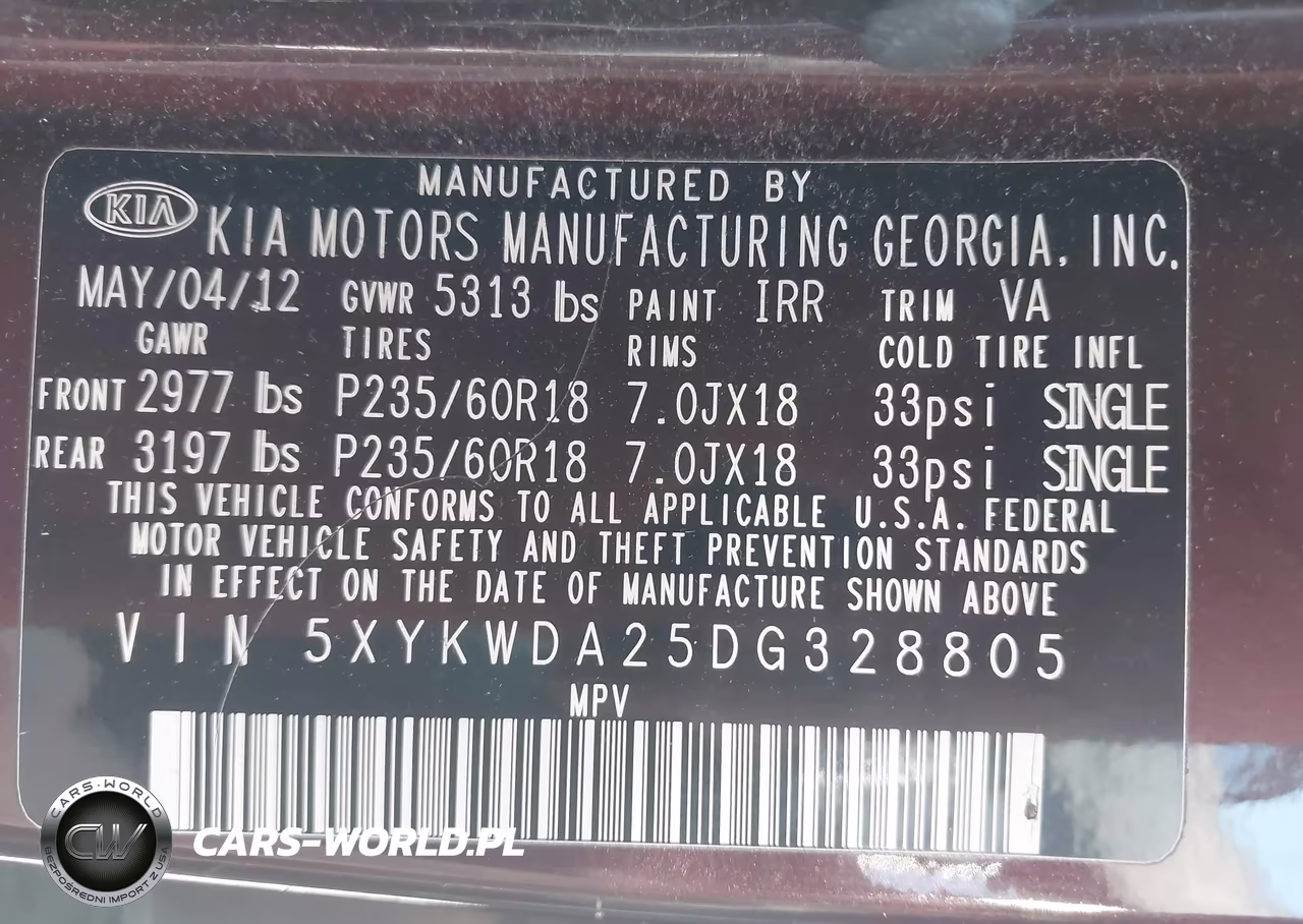 2013 Kia Sorento Sx V6 VIN:5XYKWDA25DG328805 - 9