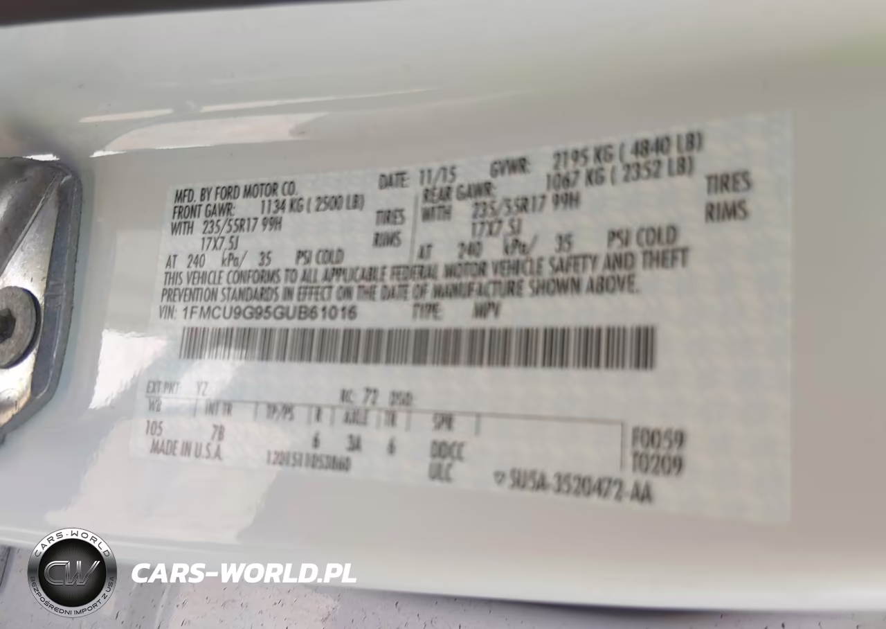 2016 Ford Escape Se VIN:1FMCU9G95GUB61016 - 9