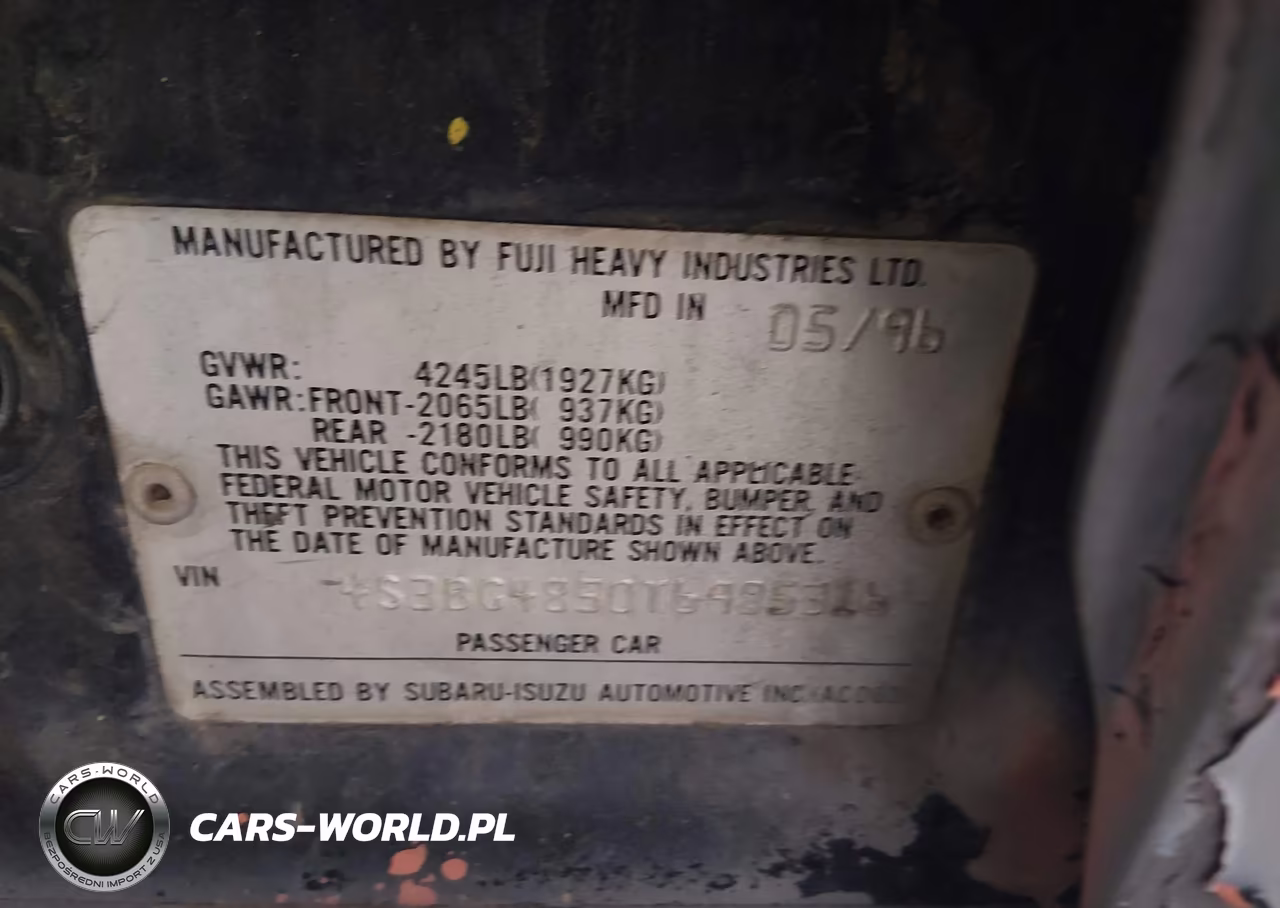 1996 Subaru Legacy Outback VIN:4S3BG4850T6985316 - 9