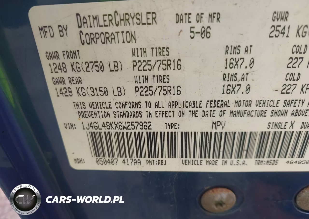 2006 Jeep Liberty Sport VIN:1J4GL48KX6W257962 - 9