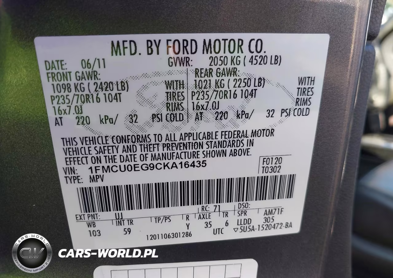2012 Ford Escape Limited VIN:1FMCU0EG9CKA16435 - 9