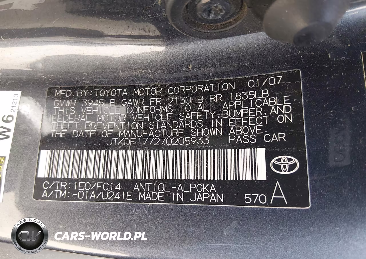 2007 Scion Tc VIN:JTKDE177270205933 - 9