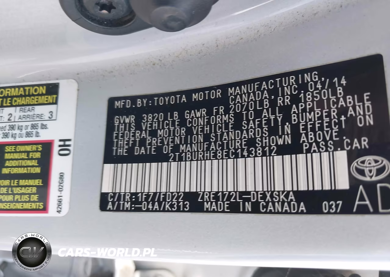 2014 Toyota Corolla S Plus VIN:2T1BURHE8EC143812 - 9
