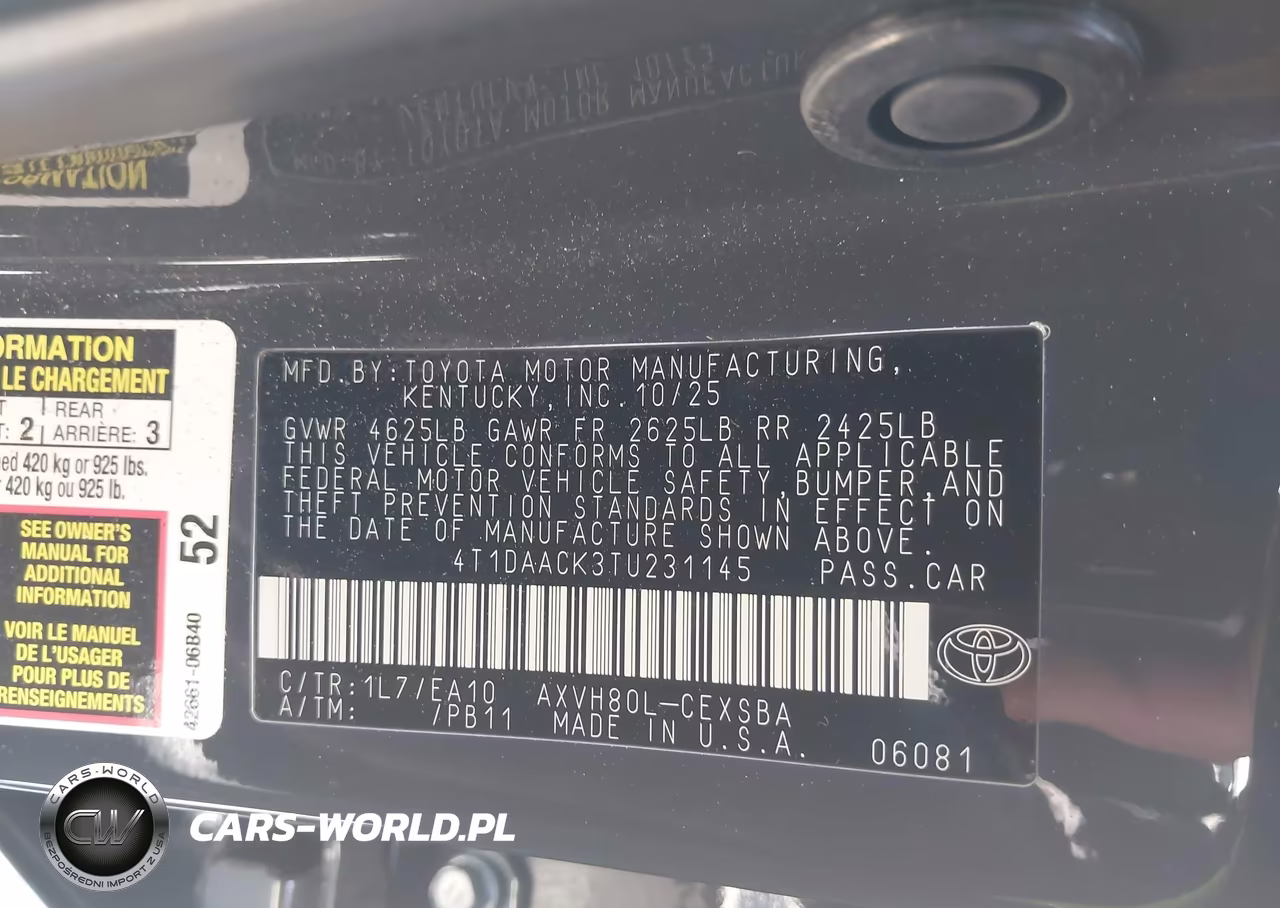 2026 Toyota Camry Se VIN:4T1DAACK3TU231145 - 9