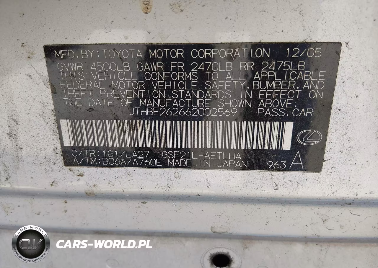 2006 Lexus Is 350 VIN:JTHBE262662002569 - 9