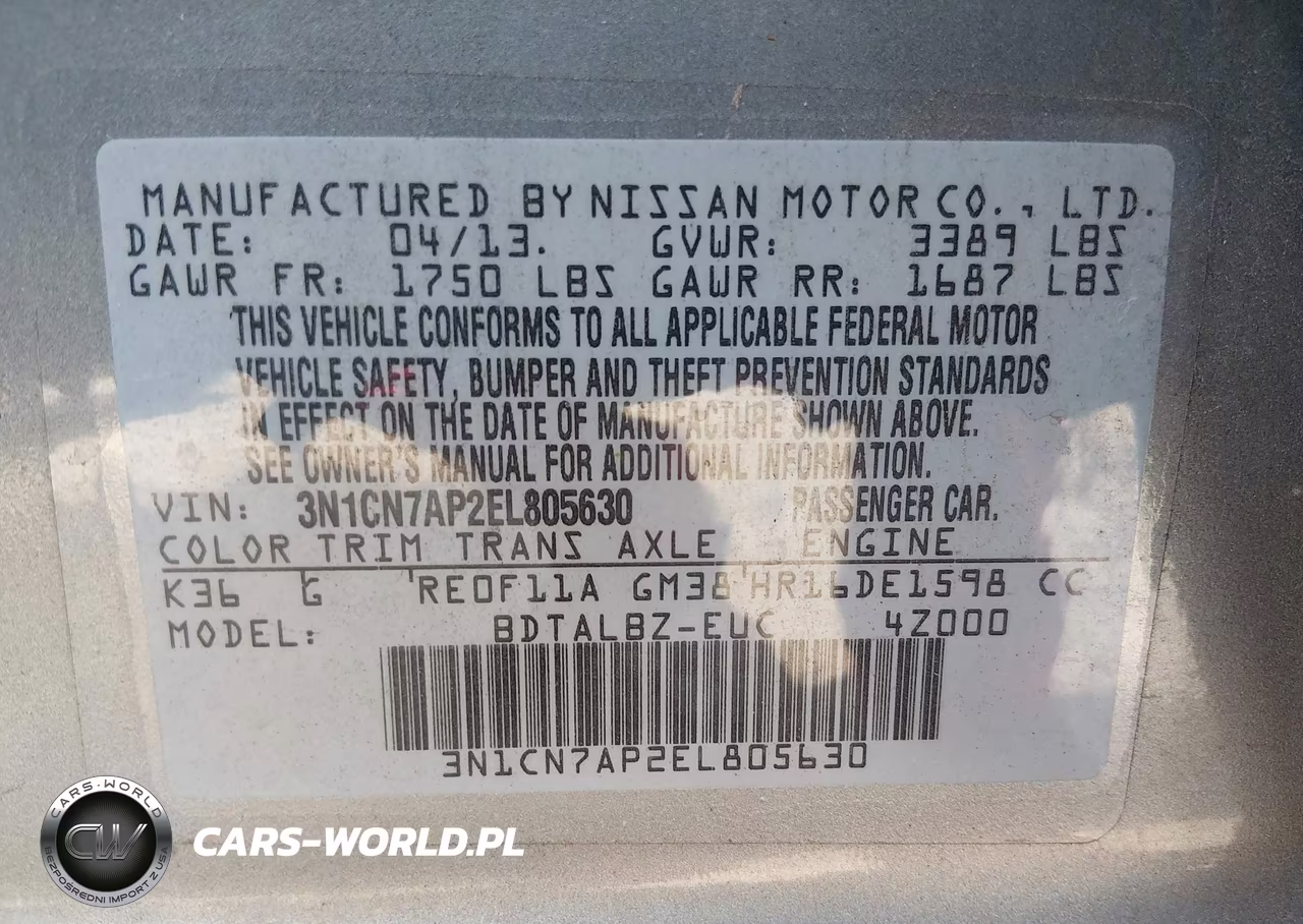 2014 Nissan Versa 1.6 Sv VIN:3N1CN7AP2EL805630 - 9