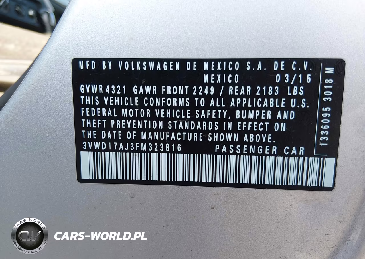 2015 Volkswagen Jetta 1.8T Se VIN:3VWD17AJ3FM323816 - 9