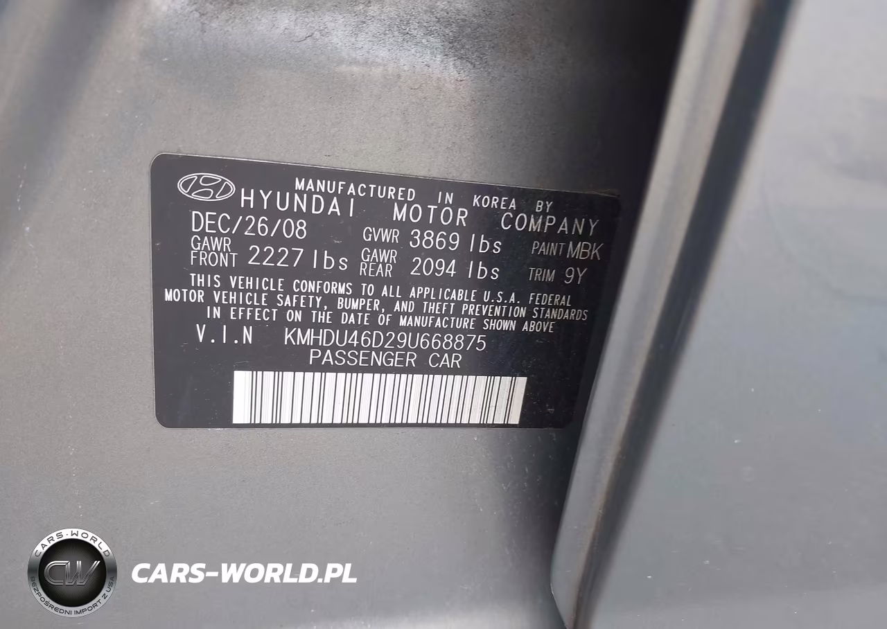 2009 Hyundai Elantra Se VIN:KMHDU46D29U668875 - 9