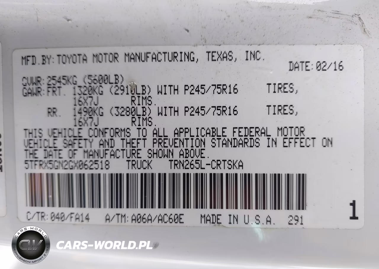 2016 Toyota Tacoma Sr VIN:5TFRX5GN2GX062518 - 9