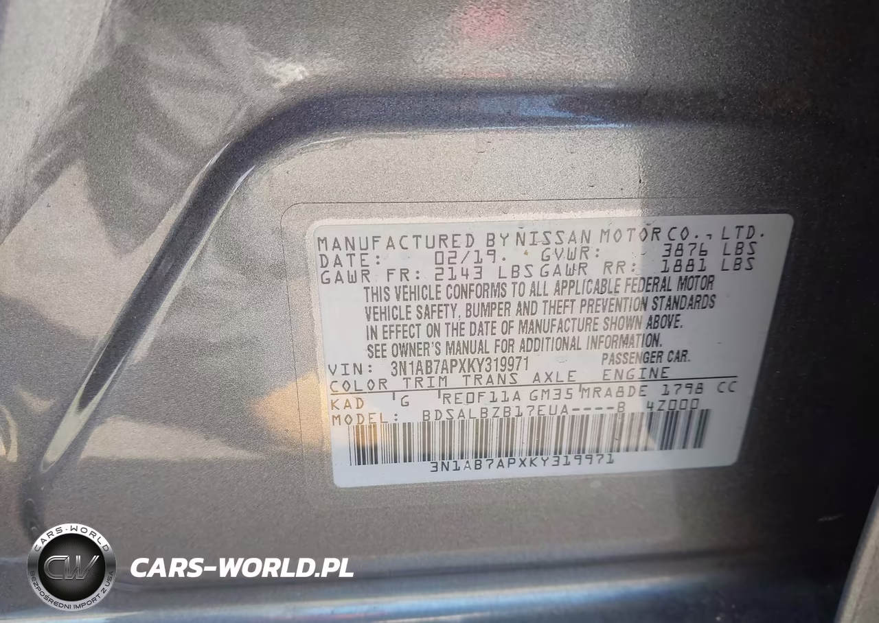 2019 Nissan Sentra S VIN:3N1AB7APXKY319971 - 9