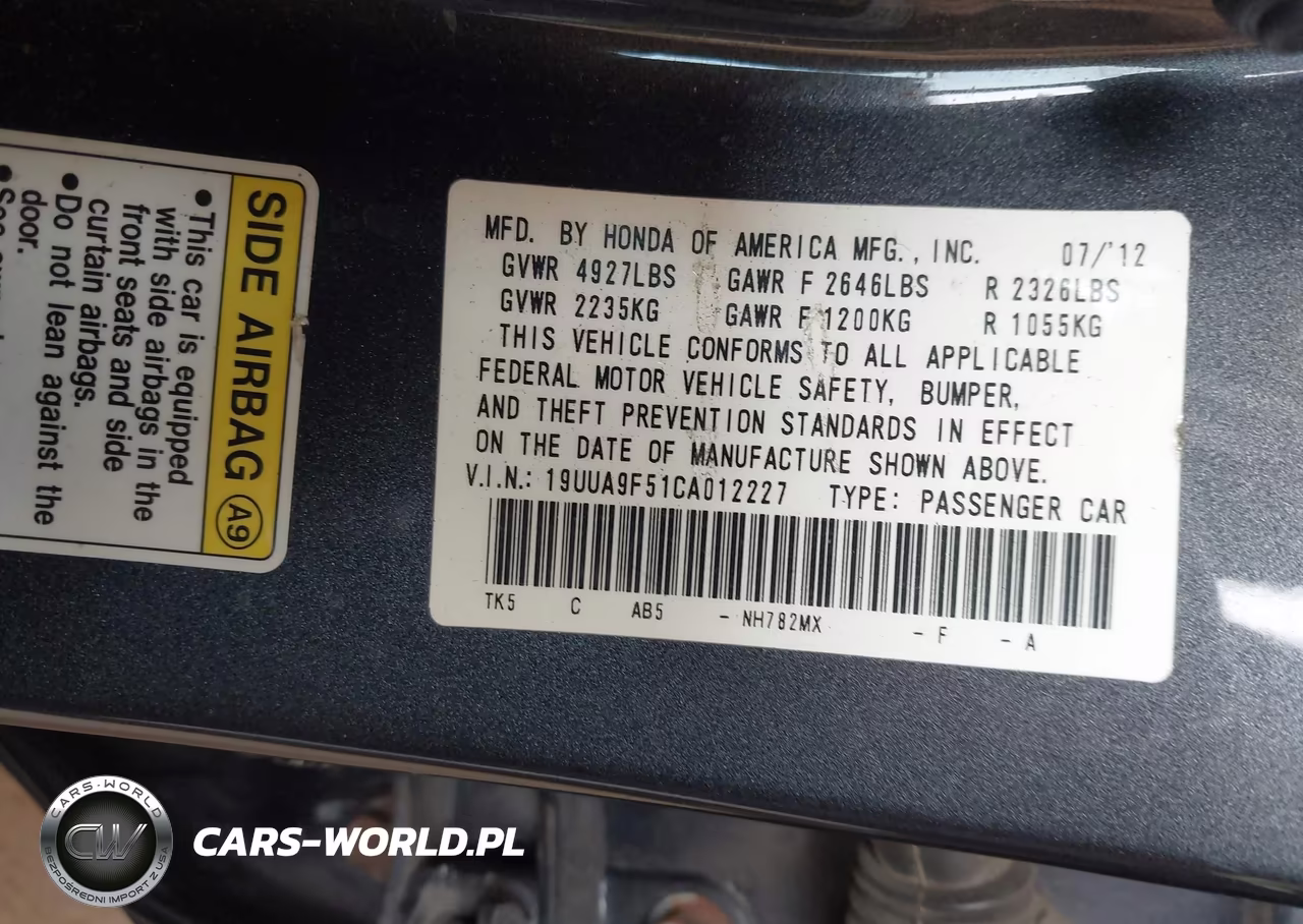 2012 Acura Tl 3.7 VIN:19UUA9F51CA012227 - 9