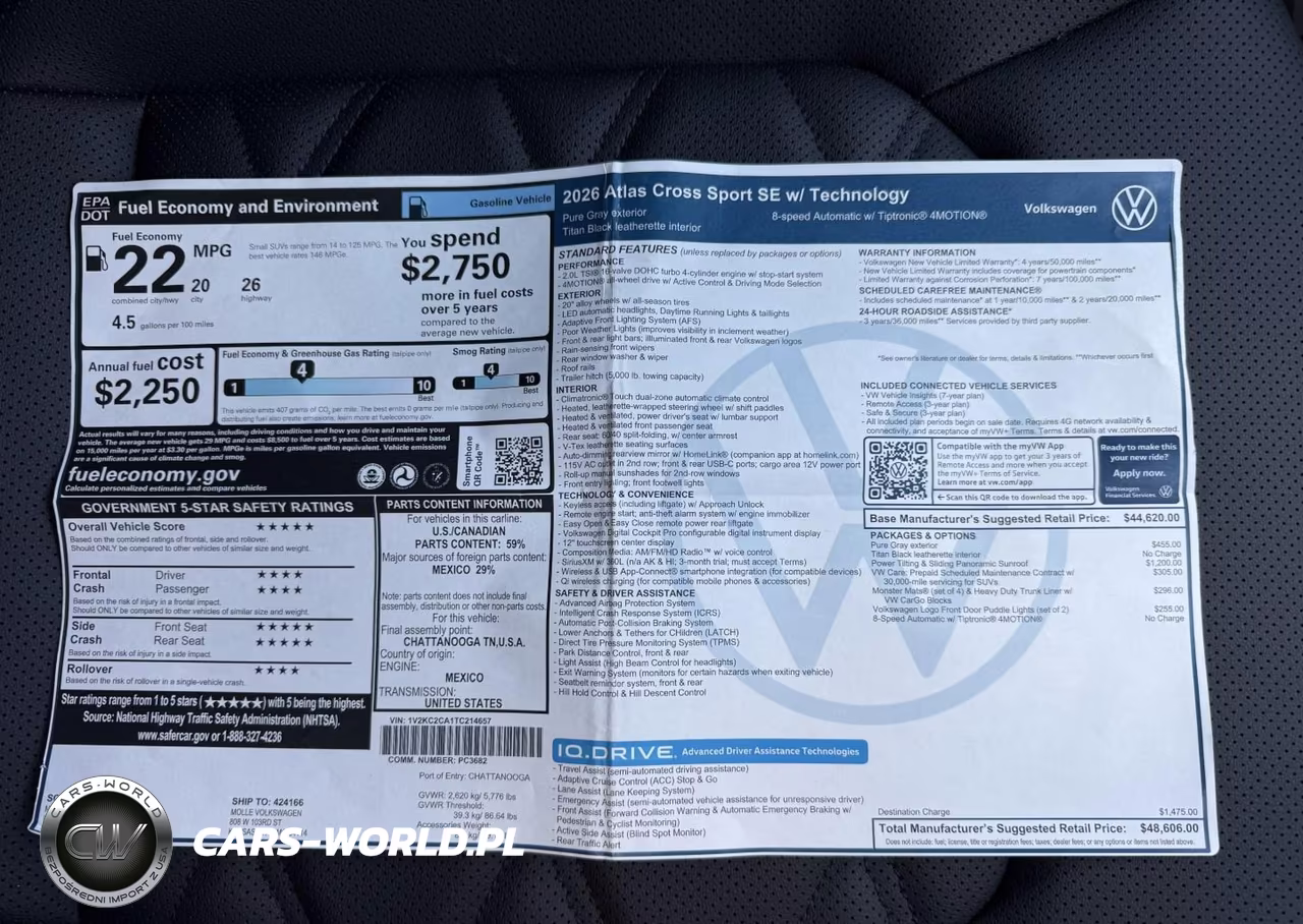 2026 Volkswagen Atlas Cross Sport Se With Technology VIN:1V2KC2CA1TC214657 - 13