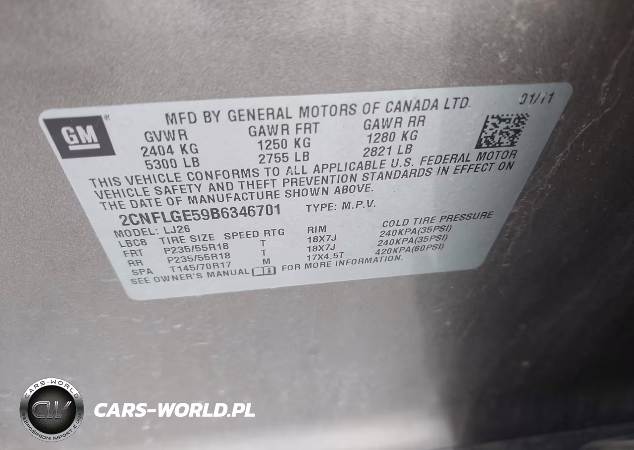 2011 Chevrolet Equinox Ltz VIN:2CNFLGE59B6346701 - 9