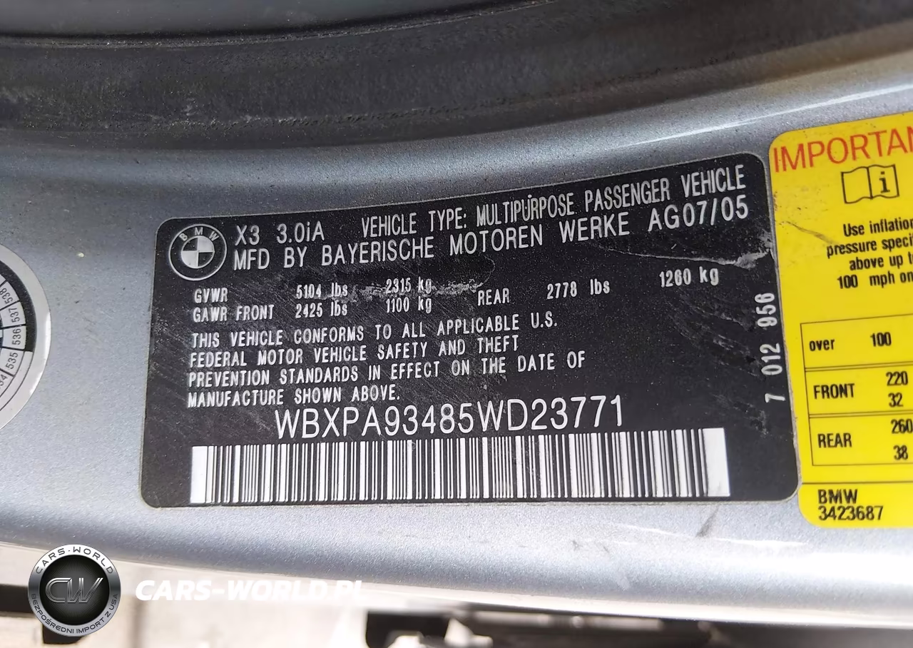 2005 BMW X3 3.0I VIN:WBXPA93485WD23771 - 9