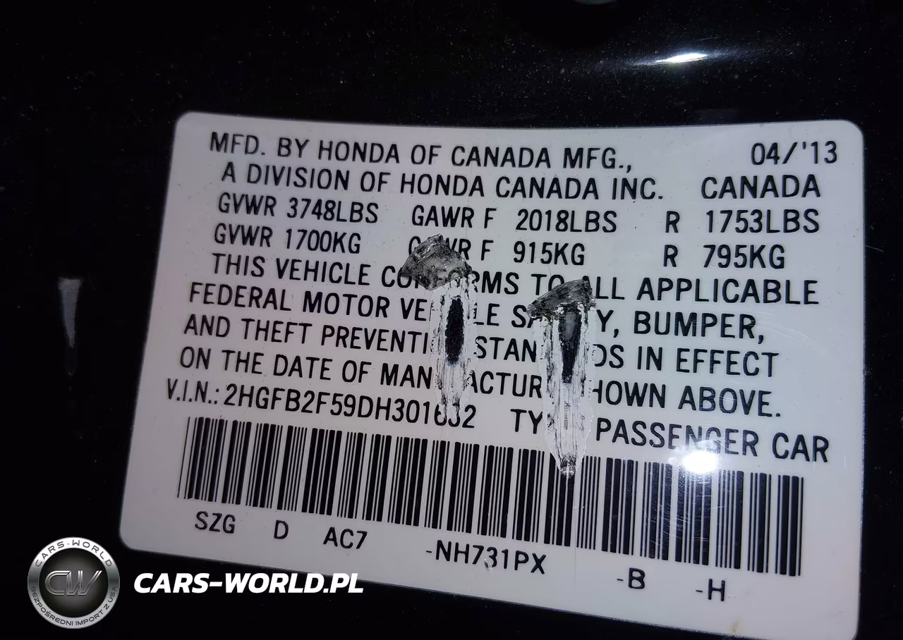 2013 Honda Civic Lx VIN:2HGFB2F59DH301632 - 9