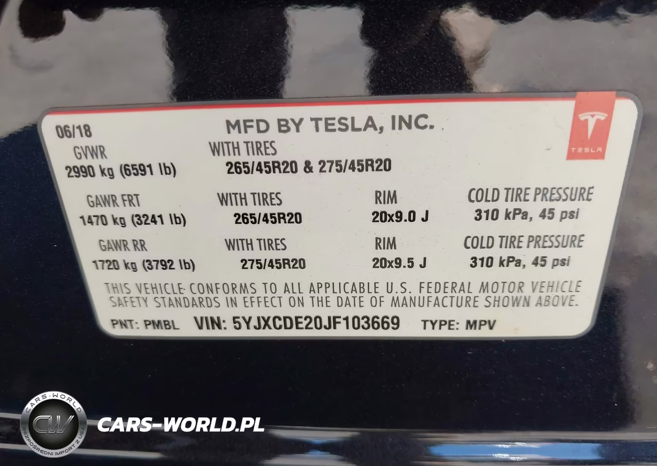 2018 Tesla Model X 100D-75D-P100D VIN:5YJXCDE20JF103669 - 9