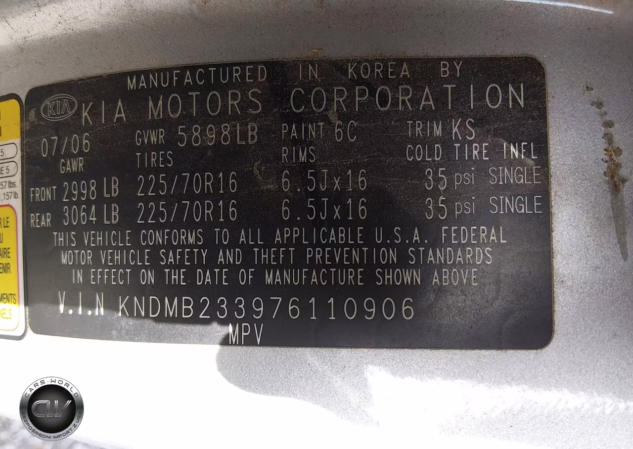 2007 Kia Sedona Lx VIN:KNDMB233976110906 - 9