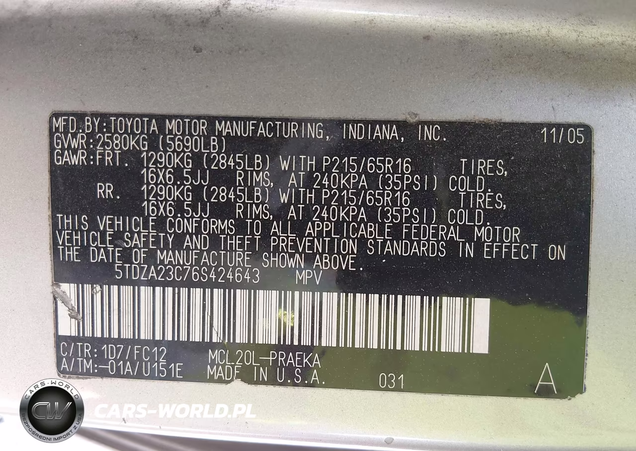 2006 Toyota Sienna Le VIN:5TDZA23C76S424643 - 9