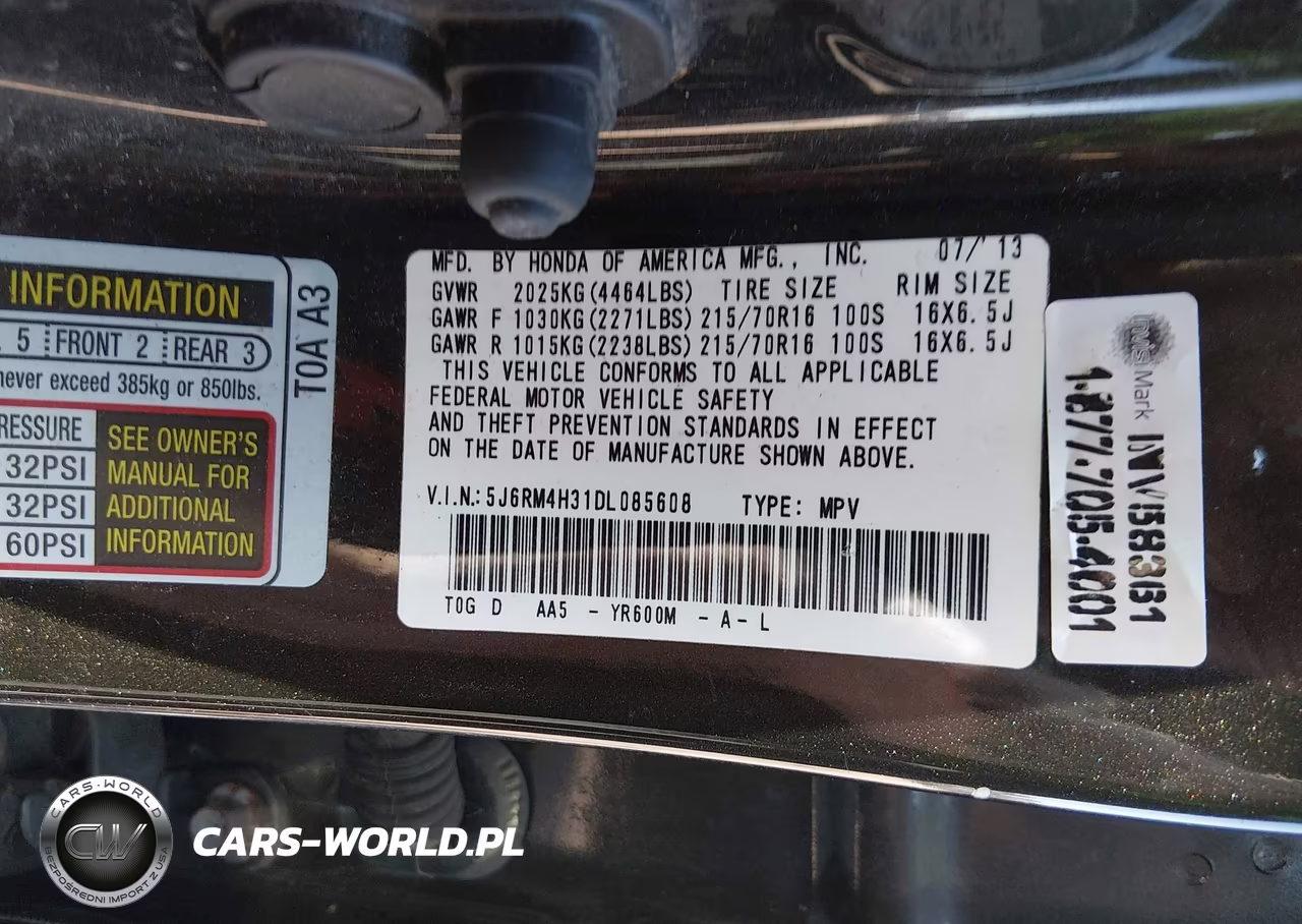 2013 Honda Cr-V Lx VIN:5J6RM4H31DL085608 - 9